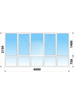 Панорамные металлопластиковые окна WDS 7S 4000x2150 мм
