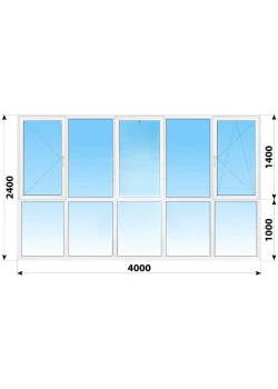 Панорамные металлопластиковые окна WDS 7S 4000x2400 мм