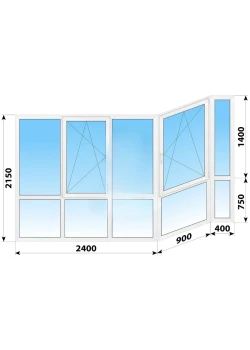 Панорамные металлопластиковые окна WDS 7S 3700x2150 мм