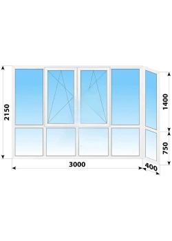 Панорамные металлопластиковые окна WDS 7S 3400x2150 мм