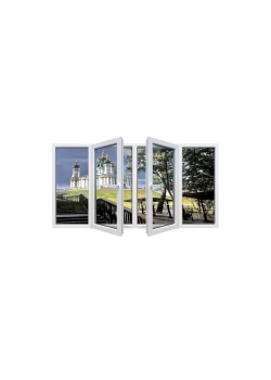 Металопластикове вікно Decco V60 чотиристулкове з двома поворотно-відкидними стулками 3100x1100 мм