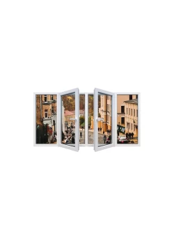 Металлопластиковое окно Viknaroff Fenster 500 четырехстворчатое с двумя поворотно-откидными створками 3100x1100 мм