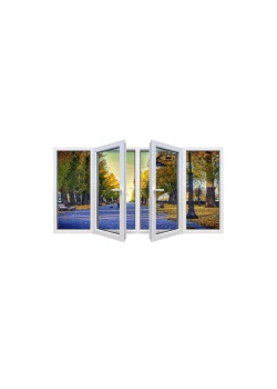 Металлопластиковое окно REHAU Synego четырехстворчатое с двумя поворотно-откидными створками 3000x700 мм