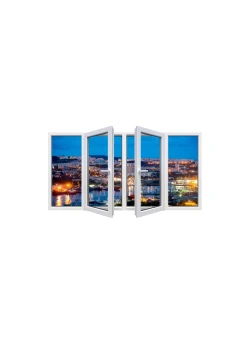 Металлопластиковое окно Veka Softline 82 четырехстворчатое с двумя поворотно-откидными створками 2900x1000 мм