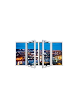 Металопластикове вікно Veka Softline 82 чотиристулкове з двома поворотно-відкидними стулками 2800x1400 мм