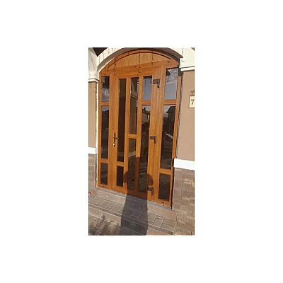 Металлопластиковое окно Veka Softline 82 Дуб золотой четырехстворчатое с двумя поворотно-откидными створками 2800x1300 мм-1