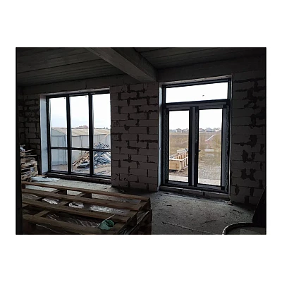 Металлопластиковое окно ламинированное антрацит WDS 76MD четырехстворчатое с двумя поворотно-откидными створками 2800x1300 мм-1