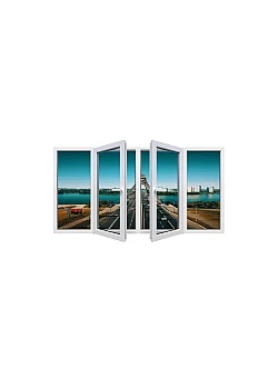 Металлопластиковое окно Rehau Euro 70 четырехстворчатое с двумя поворотно-откидными створками 2500x1000 мм