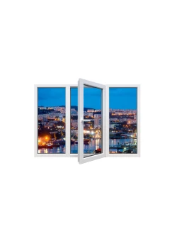Металопластикове вікно Veka Softline 82 тристулкове з поворотно-відкидною стулкою 2700x1000 мм