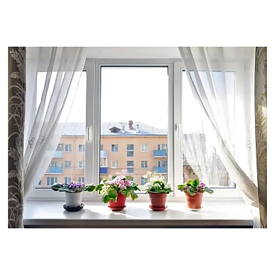 Металлопластиковое окно Kommerling 76MD трёхстворчатое с поворотно-откидной створкой 2600x1100 мм-2