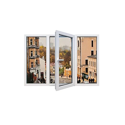 Металопластикове вікно Viknaroff Fenster 500 тристулкове з поворотно-відкидною стулкою 2600x1500 мм-0