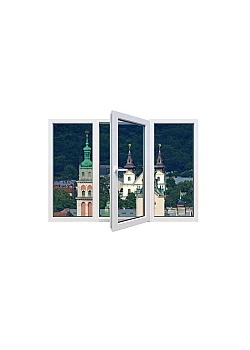 Металопластикове вікно Steko S700 тристулкове з поворотно-відкидною стулкою 2400x1000 мм