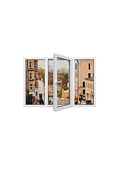Металопластикове вікно Viknaroff Fenster 500 тристулкове з поворотно-відкидною стулкою 2400x1000 мм