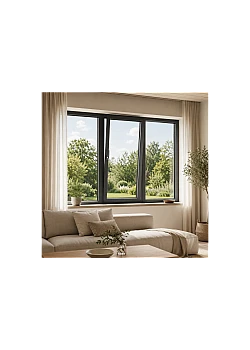Металопластикове вікно Антрацит Rehau Euro 70 тристулкове з поворотно-відкидною стулкою 2100x1400 мм