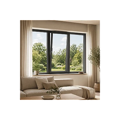 Металопластикове вікно Антрацит Rehau Euro 70 тристулкове з поворотно-відкидною стулкою 2100x1400 мм-0