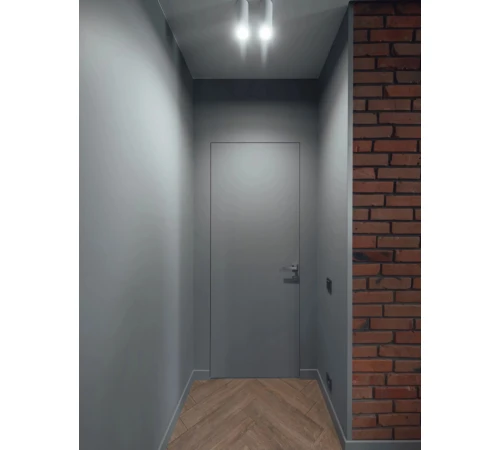 Міжкімнатні Двері Прихованого Монтажу Adoor Loft в зборі з коробкою і фурнітурою 45 профіль з чорним обкладом Під фарбування