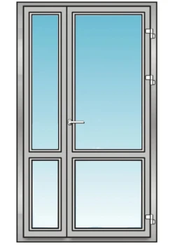 Алюминиевые двери Alulight W76 полуторные с поворотной створкой 1300 x 2100 мм