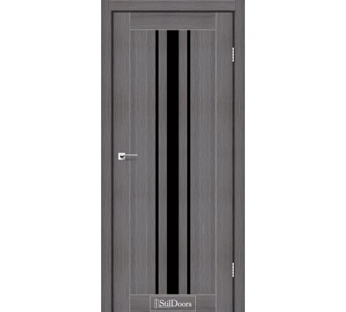 Міжкімнатні Двері StilDoors в зборі з коробкою і фурнітурою ARIZONA Чорне скло ПВХ плівка