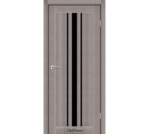 Міжкімнатні Двері StilDoors в зборі з коробкою і фурнітурою ARIZONA Чорне скло ПВХ плівка