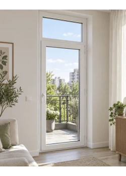 Металлопластиковые двери Rehau Euro 70 с фрамугой 800 x 2200 мм