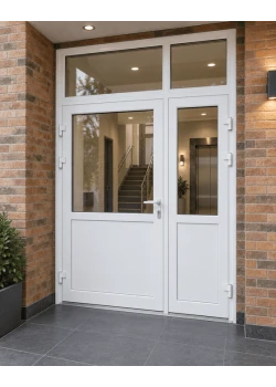 Металопластикові двері VEKA Softline 70 з фрамугою 1600 x 2300 мм