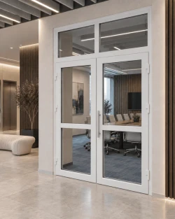 Металопластикові двері Rehau Euro 60 з фрамугою 1500 x 2500 мм