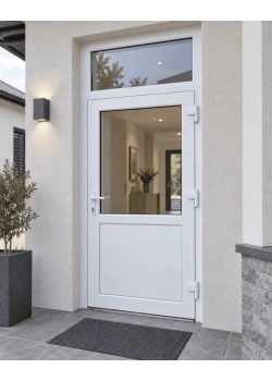 Металлопластиковые двери Rehau Euro 70 с фрамугой 800 x 2300 мм