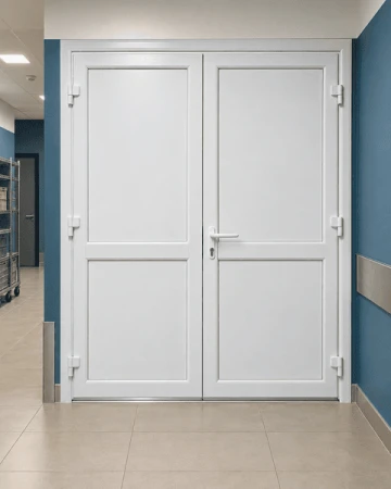 Металлопластиковые двери для технических помещений VEKA Softline 70 поворотные 1400 x 2000 мм