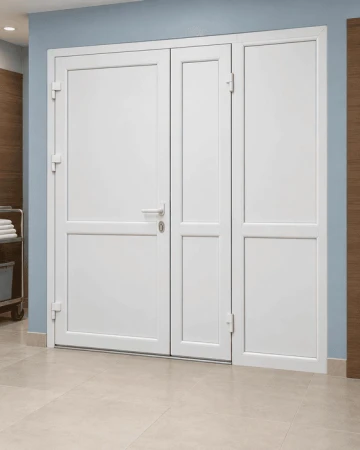 Металлопластиковые двери для технических помещений WDS 5S с фрамугой 1300 x 2000 мм