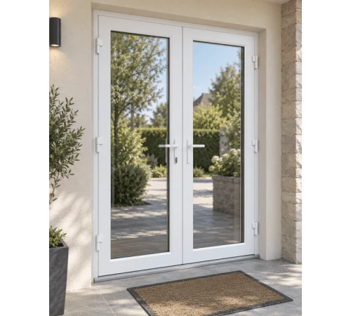 Металлопластиковые двери REHAU SYNEGO 80 двустворчатые 1600 x 2000 мм
