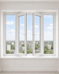 Металлопластиковое окно Decco V70 четырехстворчатое с двумя поворотно-откидными створками 2800x1000 мм