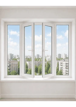 Металлопластиковое окно Rehau Euro 60 четырехстворчатое с двумя поворотно-откидными створками 2600x1300 мм