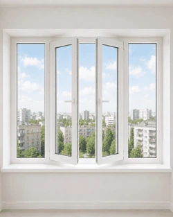 Металопластикове вікно Rehau Euro 60 чотиристулкове з двома поворотно-відкидними стулками 2600x600 мм