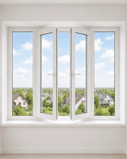 Металопластикове вікно Rehau Euro 70 чотиристулкове з двома поворотно-відкидними стулками 2600x600 мм