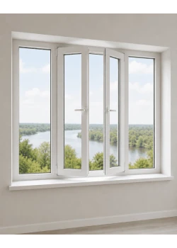 Металлопластиковое окно Veka Softline 82 четырехстворчатое с двумя поворотно-откидными створками 2600x1100 мм