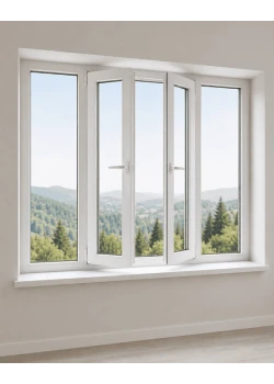 Металлопластиковое окно Veka Softline 82 четырехстворчатое с двумя поворотно-откидными створками 2900x1200 мм