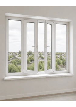 Металлопластиковое окно Veka Softline четырехстворчатое с двумя поворотно-откидными створками 3000x1000 мм