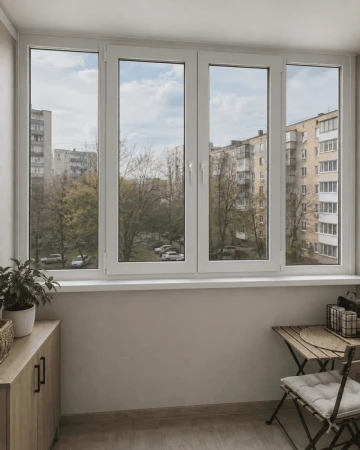 Металлопластиковое окно Vikonda Classic четырехстворчатое с двумя поворотно-откидными створками 2400x900 мм