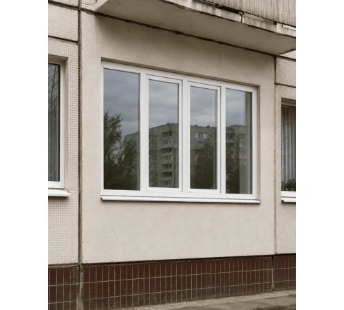 Металлопластиковое окно Veka Softline четырехстворчатое с двумя поворотно-откидными створками 2900x700 мм