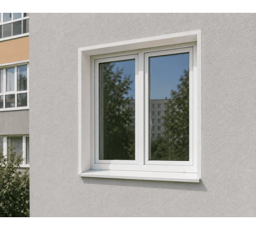Металлопластиковое окно VEKA Softline 82 двухстворчатое с фрамугой 1500 x 1850 мм