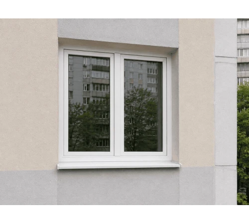 Металлопластиковое окно VEKA Softline 82 двухстворчатое с фрамугой 1500 x 1850 мм