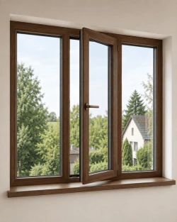 Металопластикове вікно Veka Softline 76 3-стулкове з з 1 поворотно-відкидною стулкою ламіноване 2100×1300 мм