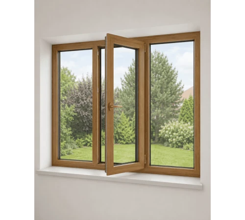 Металопластикове вікно Veka Softline 76 3-стулкове з з 1 поворотно-відкидною стулкою ламіноване 1900×1500 мм