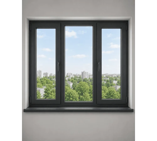 Металопластикове вікно Veka Softline 82 3-стулкове з 2 поворотно-відкидними стулками ламіноване 1800×1300 мм