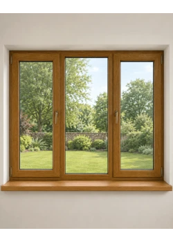 Металлопластиковое окно Veka Softline 82 3-створчатое с 2 поворотно-откидными створками ламинированное 2100×1300 мм