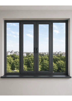 Металлопластиковое окно REHAU Euro 60 4-створчатое с 2 поворотно-откидными створками ламинированное 2500×1500 мм