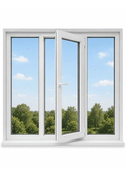Металлопластиковое окно Veka Softline трёхстворчатое с поворотно-откидной створкой 2600x1300 мм
