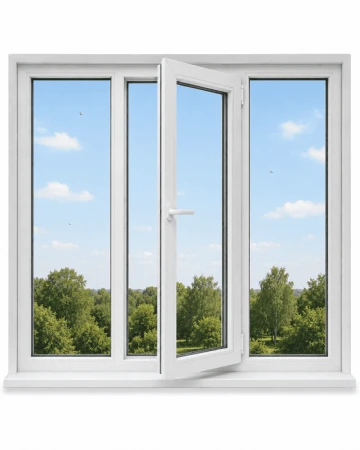 Металлопластиковое окно Veka Softline трёхстворчатое с поворотно-откидной створкой 2700x1000 мм