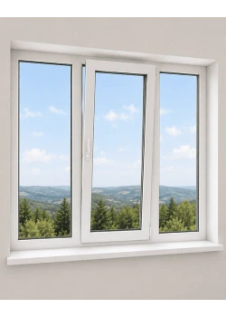 Металлопластиковое окно Veka Softline трёхстворчатое с поворотно-откидной створкой 1900 x 1300 мм
