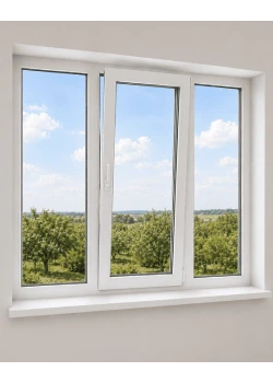 Металлопластиковое окно Veka Softline трёхстворчатое с поворотно-откидной створкой 2500x900 мм